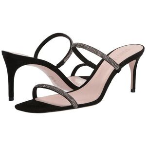 SCHUTZ Womens Black Taleen Toe Stiletto Slip On Leather Slide Sandals 7.…